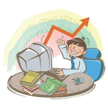 Businessman Doing Work On Computer Stock Illustration