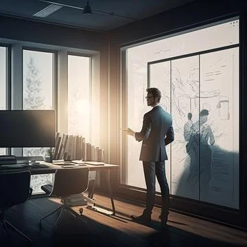 A businessman doing a work presentation in the office Stock Illustration