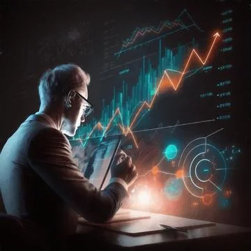 A businessman doing a work presentation in the office Stock Illustration