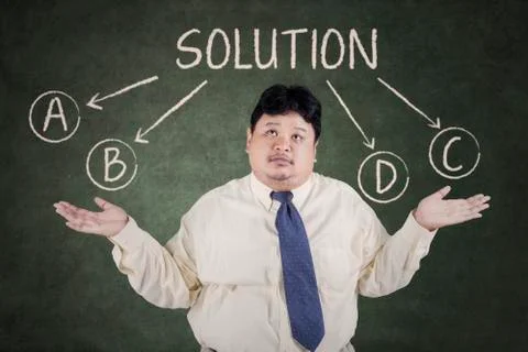 Businessman doubt to choose a solution  Ilustração Stock