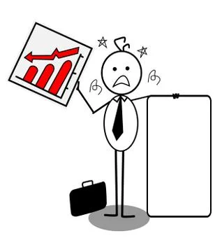 Businessman down chart Stock Illustration