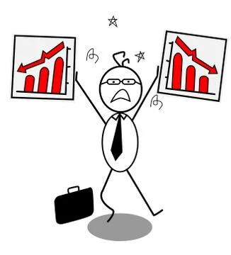 Businessman down chart Stock Illustration