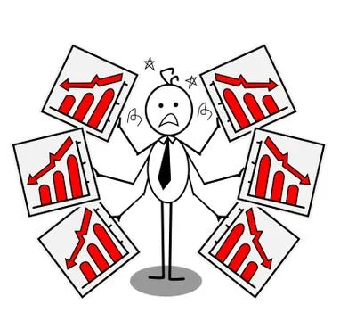 Businessman down chart Stock Illustration