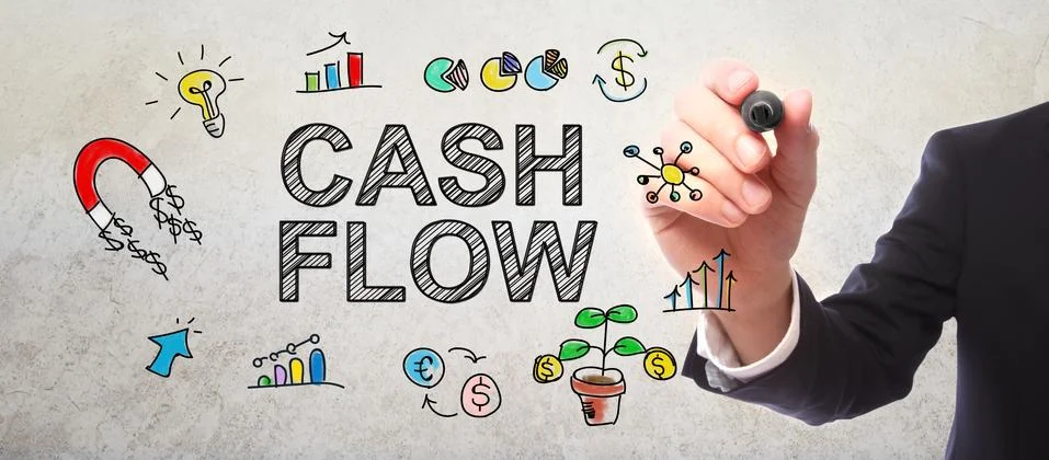 Businessman drawing Cash Flow concept Stock Photos