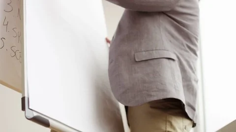 Businessman Drawing a Chart on a Board Stock Footage 73121392