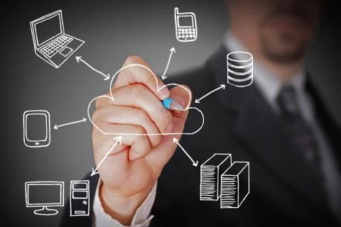 Businessman drawing a cloud Stock Illustration