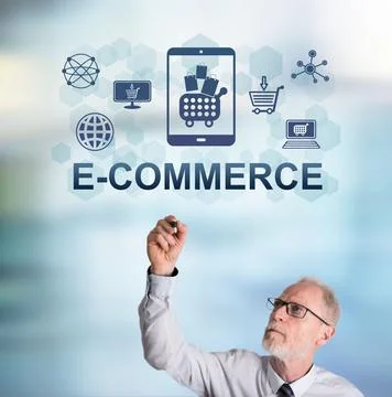 Businessman drawing e-commerce concept Stock-Fotos