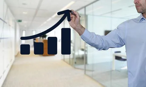 Businessman Drawing A Flowchart Stock Photos