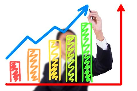 Businessman drawing graph grow Stock Illustration
