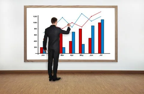 Businessman drawing graph Stock Photos