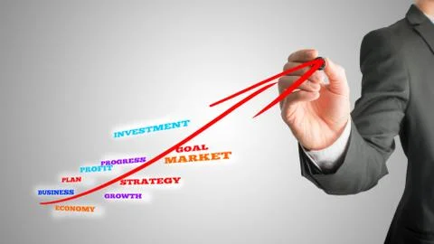 Businessman drawing a planning flow chart Stock Photos