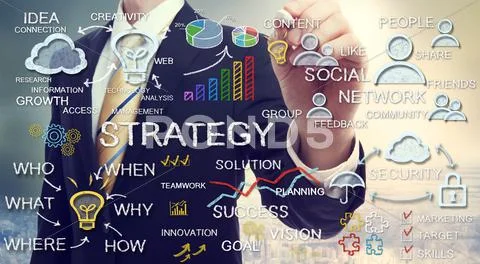 Businessman drawing strategy concepts Stock Photos