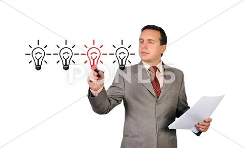 Businessman drawing success sign Stock Photos