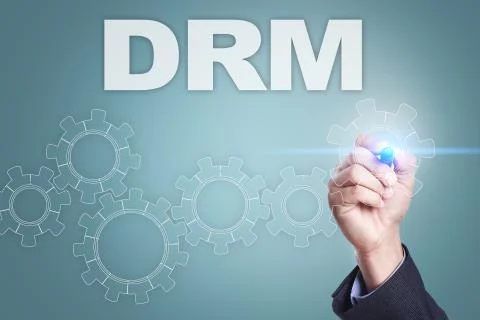 Businessman drawing on virtual screen. drm concept. Stock-Fotos