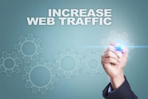 Businessman drawing on virtual screen. increase web traffic concept. Fotos Stock