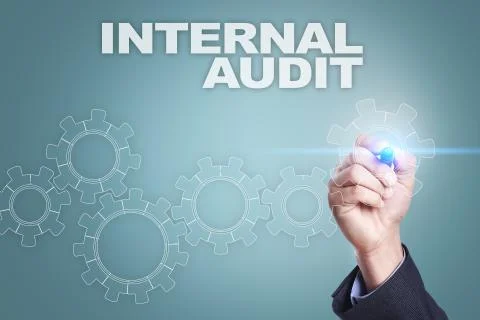 Businessman drawing on virtual screen. internal audit concept. Stock Photos