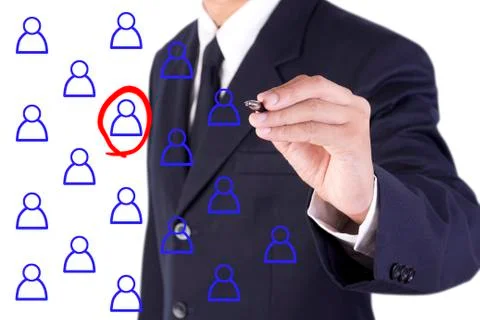 Businessman drawing on white board Stock Illustration