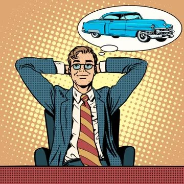Businessman dreaming about a car Stock-Illustration