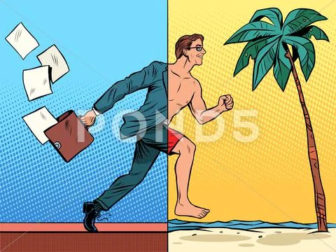 Businessman dreaming about the rest Stock Illustration
