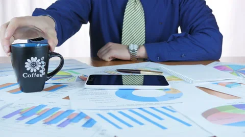 Businessman Drinking Coffee Stock Footage 64057771