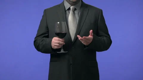 Businessman drinking wine and explaining. Stock Footage 45936614
