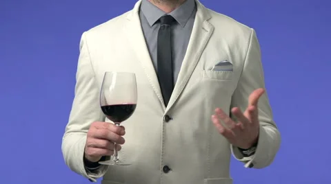 Businessman drinking wine and explaining. Stock Footage 45937849