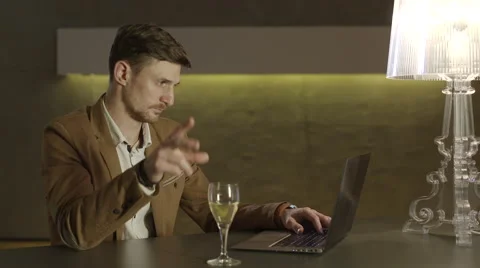 Businessman drinking wine Stock Footage 68551093