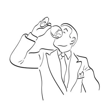Businessman drinking wine illustration vector hand drawn isolated Stock Illustration