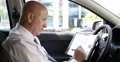 Businessman Driver Stationary Write in Notebook Pages Planning Sales Strategy 4k or 4k+ Resolution