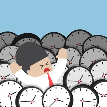 Businessman drowning in clock Stock Illustration
