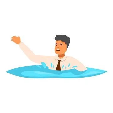 Businessman drowning in water asking for help Stock Illustration