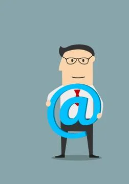 Businessman with e-mail symbol in hands Stock Illustration