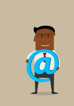 Businessman with e-mail technology symbol in hands Stock Illustration