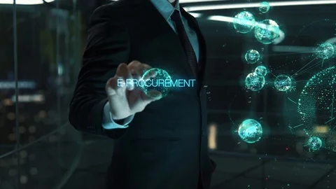 Businessman with E-Procurement hologram concept Stock Footage 119542917
