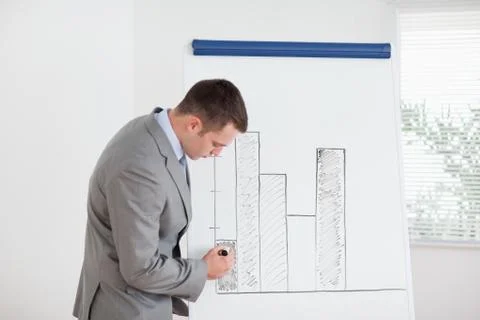 Businessman editing column graph Stock Photos