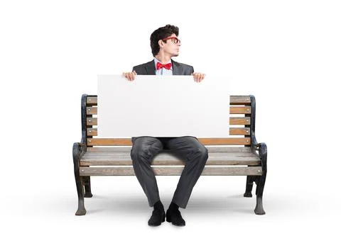 Businessman with an empty banner Stock Photos