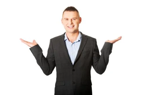 Businessman with empty both hands Stock Photos