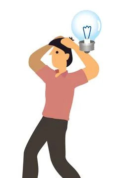 Businessman with a empty light bulb. Concept of no idea. Stock Illustration