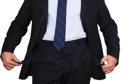 Businessman with empty pockets Stock Photos