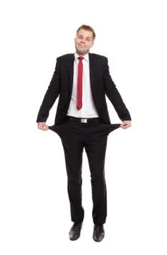 Businessman with empty pockets Stock Photos