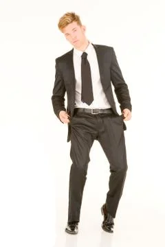 Businessman with empty pockets Stock Photos
