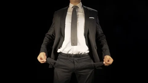 Businessman with Empty Pockets - Poor Financial Management Video stock 116540065