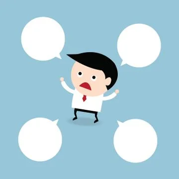 Businessman with a empty speech bubble, flat design, vector EPS10. Stock Illustration