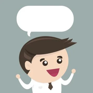 Businessman with a empty speech bubble, flat design Stock Illustration