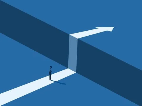 Businessman encounters problems and obstacles in his career path Stock Illustration