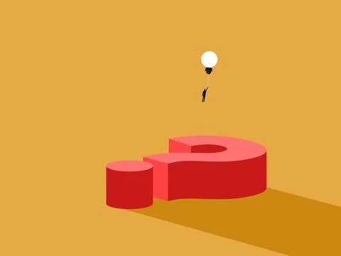 Businessman escapes from problems with light bulb wisdom, flies up with ballo Stock Illustration