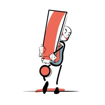 Businessman with an exclamation point color vector Stock Illustration