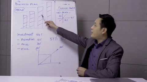 Businessman explaining business plan to customer. Stock Footage 146607699