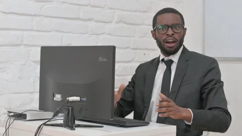 Businessman Expressing Surprise While Working on Computer Stock Footage 310170643