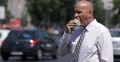 Businessman Exterior Building Office Taking Lunch Brake Eating Tasty Sandwich 4k or 4k+ Resolution
